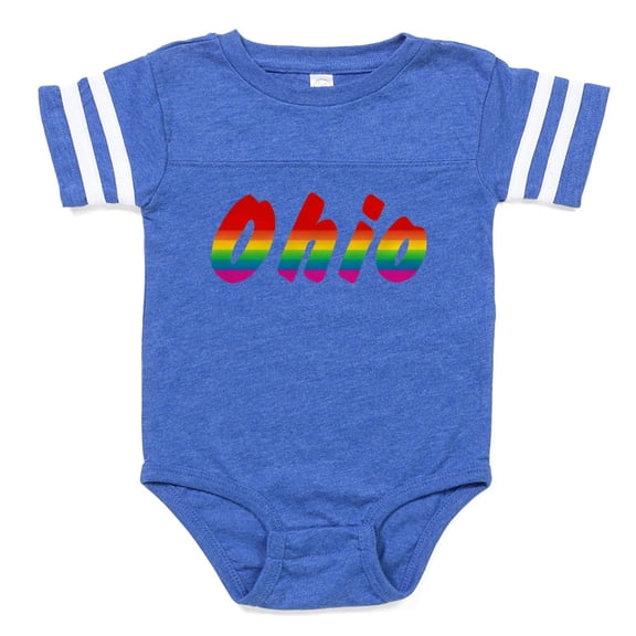 CafePress - Ohio Rbw Txt - Cute Infant Baby Football Bodysuit