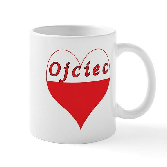 CafePress - Ojciec Polish Heart Mug - 11 oz Ceramic Mug - Novelty Coffee Tea Cup
