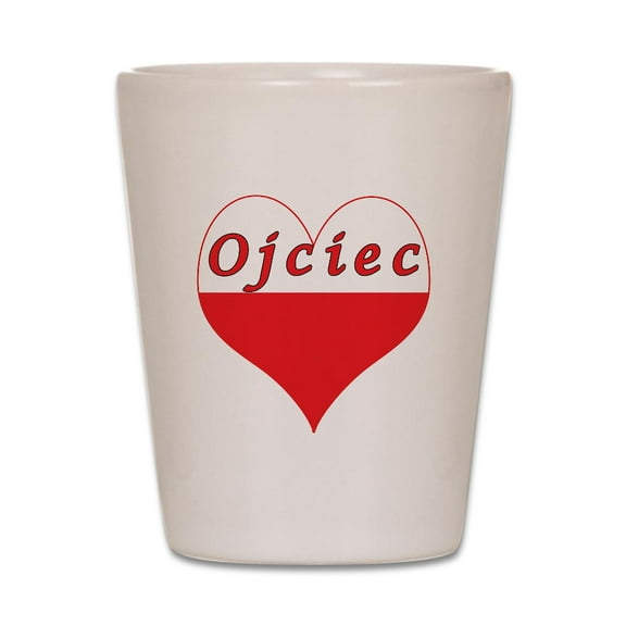 CafePress - Ojciec Polish Heart - White Shot Glass, Unique and Funny Shot Glass