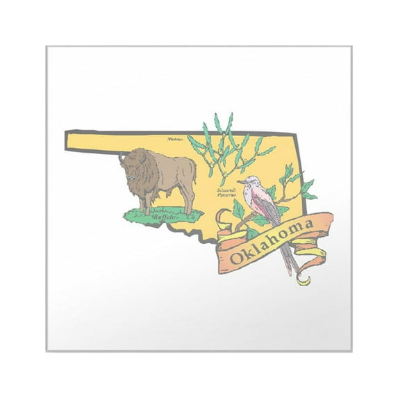 CafePress - Oklahoma Map Square Sticker 3 X 3 - Square Sticker 3" x 3"