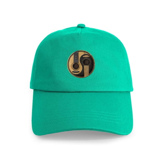 CafePress - Old And Worn Acoustic Guitars Yin Yang Hat - Adjustable 100% Brushed Unisex Casual Cotton Baseball Cap, Beige, 1