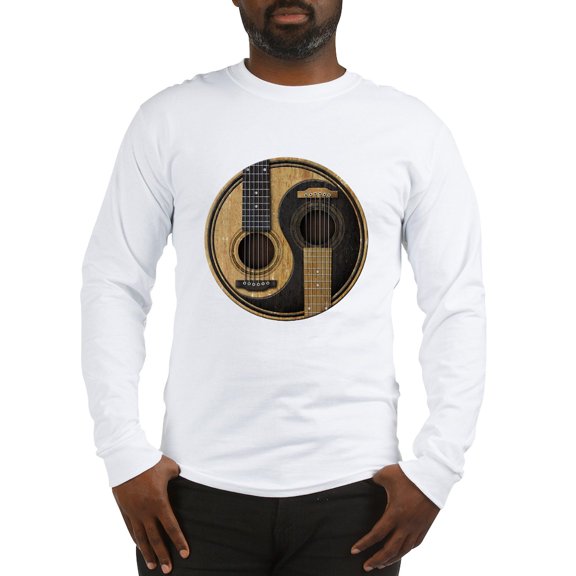 CafePress - Old And Worn Acoustic Guitars Yin Yang Long Sleeve - Unisex Cotton Long Sleeve T-Shirt