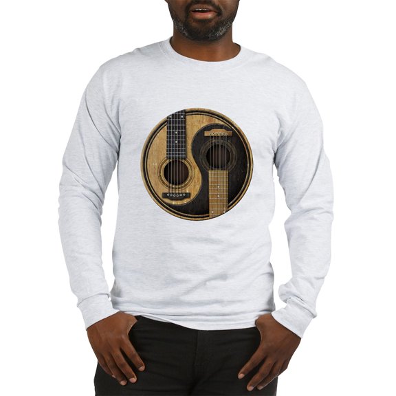 CafePress - Old And Worn Acoustic Guitars Yin Yang Long Sleeve - Unisex Cotton Long Sleeve T-Shirt