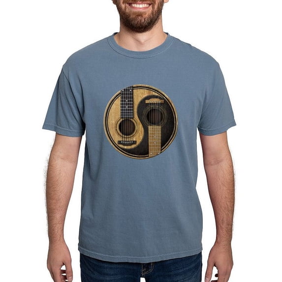 CafePress - Old And Worn Acoustic Guitars Yin Yang - Mens Comfort Colors Shirt