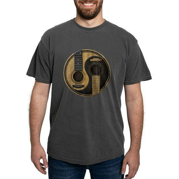 CafePress - Old And Worn Acoustic Guitars Yin Yang - Mens Comfort Colors Shirt
