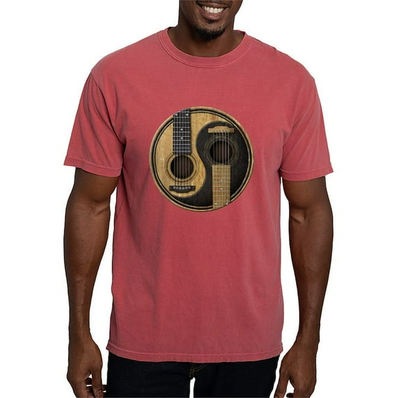 CafePress - Old And Worn Acoustic Guitars Yin Yang - Mens Comfort Colors Shirt
