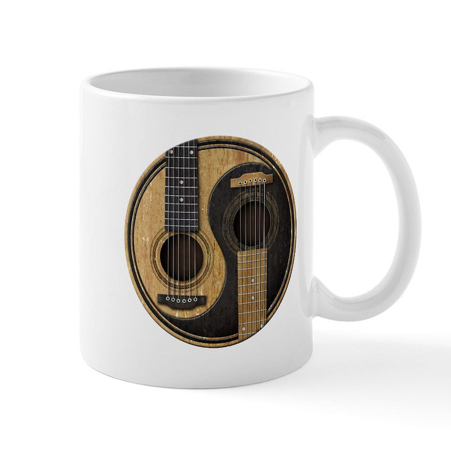 CafePress - Old And Worn Acoustic Guitars Yin Yang Mugs - 11 oz Ceramic ...