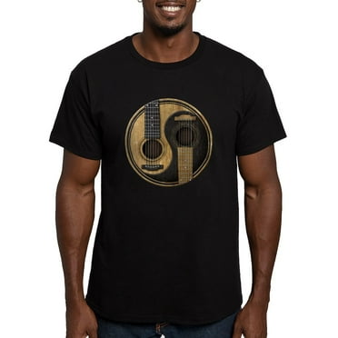 CafePress - Old And Worn Acoustic Guitars Yin Yang T Shirt - Men's Fitted T-Shirt