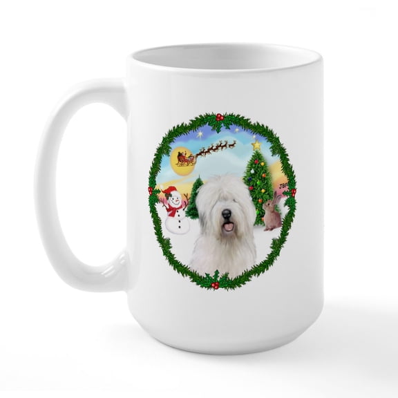 CafePress - Old English Sheepdog Large Mug - 15 oz Ceramic Large White Novelty Mug