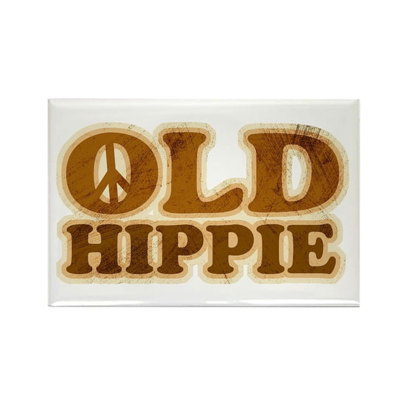 CafePress - Old Hippie Peace - Rectangle Magnet, 2"x3" Refrigerator Magnet