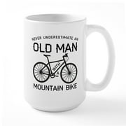 CafePress - Old Man With A Mountain Bike Mugs - 15 oz Ceramic Large White Nolvety Mug