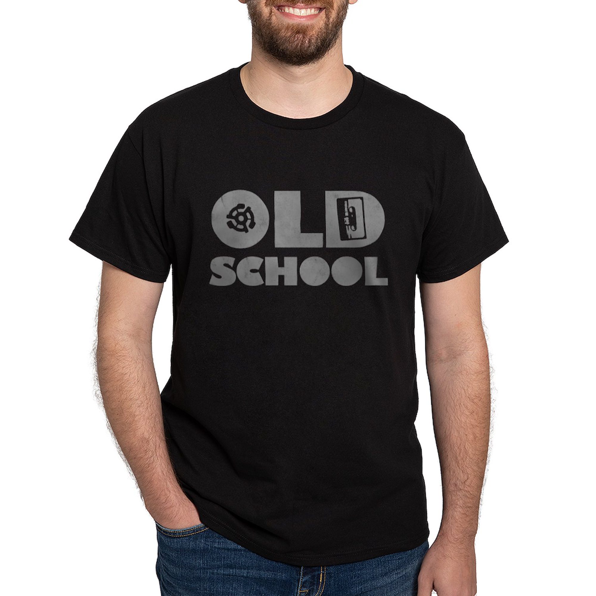 CafePress - Old School (Distressed) Dark T Shirt - 100% Cotton T-Shirt - image 1 of 4