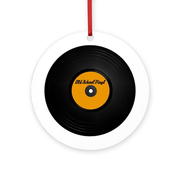 CafePress - Old School Vinyl Record - Round Wood Ornament 4"