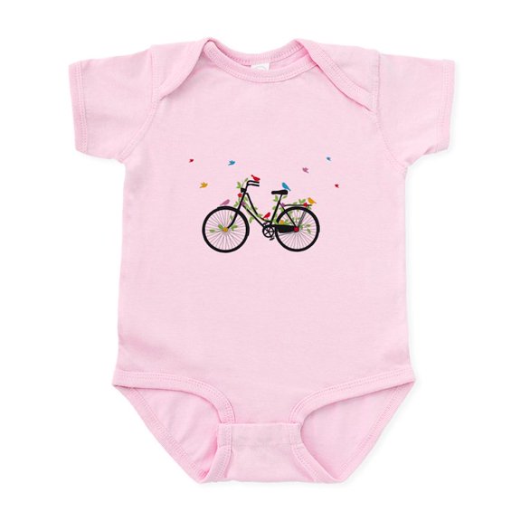 CafePress - Old Vintage Bicycle With Flowers And Colorful Bird - Baby Light Bodysuit, Size Newborn - 24 Months