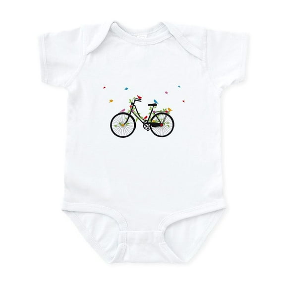 CafePress - Old Vintage Bicycle With Flowers And Colorful Bird - Baby Light Bodysuit, Size Newborn - 24 Months
