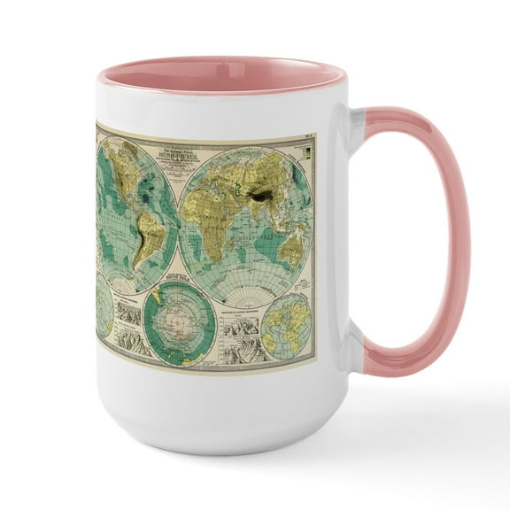 CafePress - Old World Map Mugs - 15 oz Ceramic Large White Novelty Mug