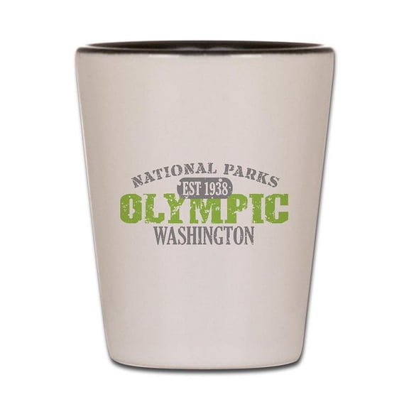 CafePress - Olympic National Park WA - White/Black Shot Glass, Unique and Funny Shot Glass