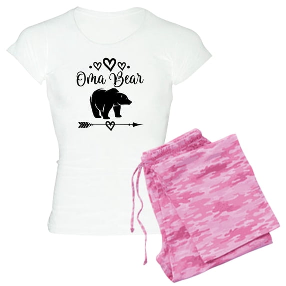 CafePress - Oma Bear Grandma Gift - Women's Short Sleeve Print T-Shirt and Pants Light Cotton Pajama Set