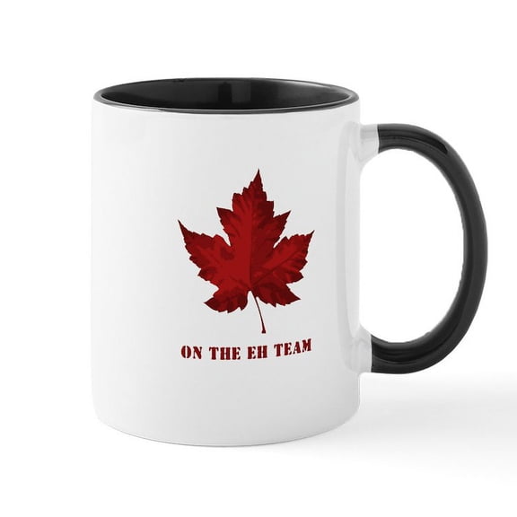 CafePress - On The EH Team! Oh Canada! Mug - 11 oz Ceramic Mug - Novelty Coffee Tea Cup