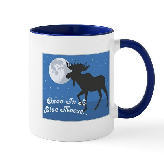 CafePress - Once In A Blue Moose Mug - 11 oz Ceramic Mug - Novelty Coffee Tea Cup