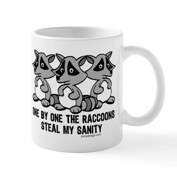 CafePress - One By One The Raccoons Mugs - 11 oz Ceramic Mug - Novelty Coffee Tea Cup