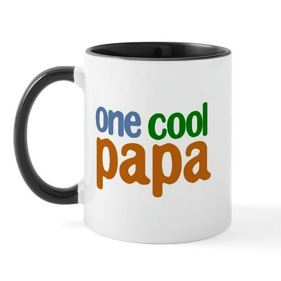 CafePress - One Cool Papa Grandpa T Shirts Mug - 11 oz Ceramic Mug - Novelty Coffee Tea Cup