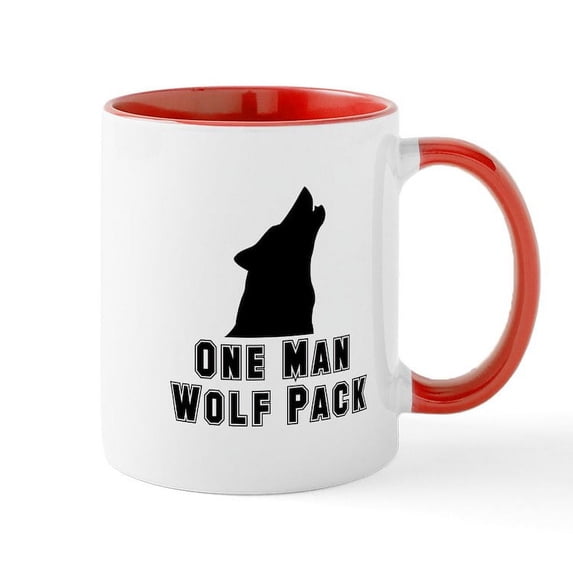 CafePress - One Man Wolf Pack Mug - 11 oz Ceramic Mug - Novelty Coffee Tea Cup
