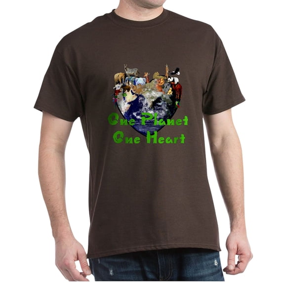 CafePress - One Planet One Heart Dark T Shirt - Men's Classic Graphic Cotton T-Shirt