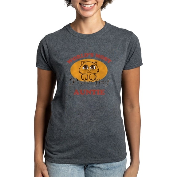 CafePress - One Purrfect Auntie Women's Dark T Shirt - Women's Traditional Fit Dark T-Shirt
