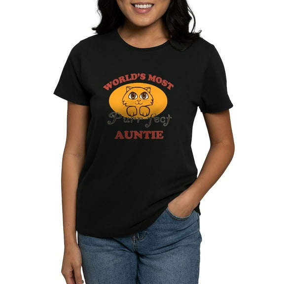 CafePress - One Purrfect Auntie Women's Dark T Shirt - Women's Traditional Fit Dark T-Shirt