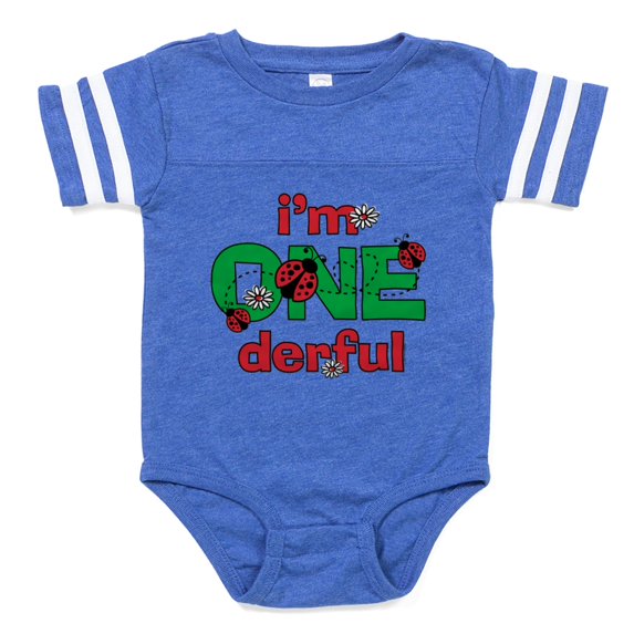 CafePress - Onederful Ladybug Birthday - Cute Infant Baby Football Bodysuit