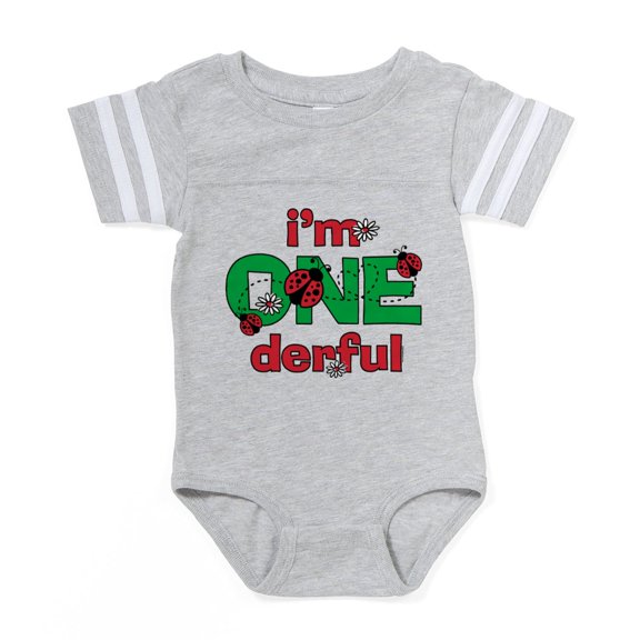 CafePress - Onederful Ladybug Birthday - Cute Infant Baby Football Bodysuit