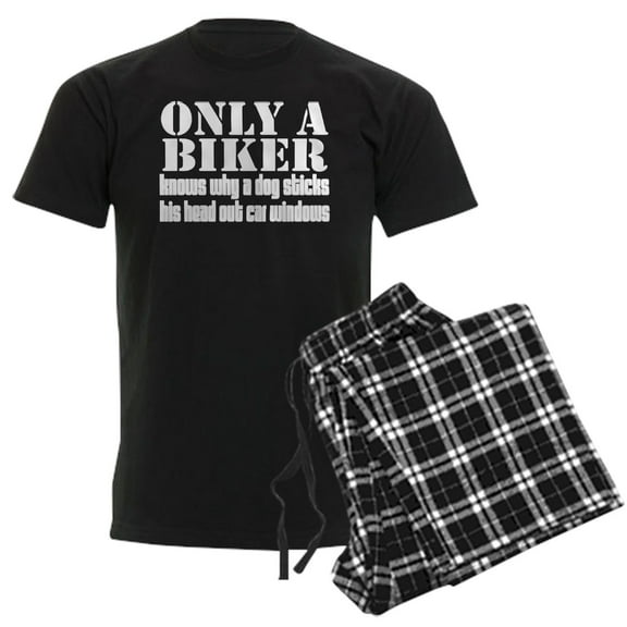 CafePress - Only A Biker Men's Dark Pajamas - Men's Dark Loose Fit Cotton Pajama Set