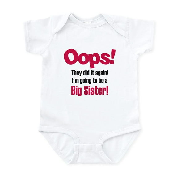 CafePress - Oops Big Sister Infant Bodysuit - Baby Light Bodysuit, Size Newborn - 24 Months