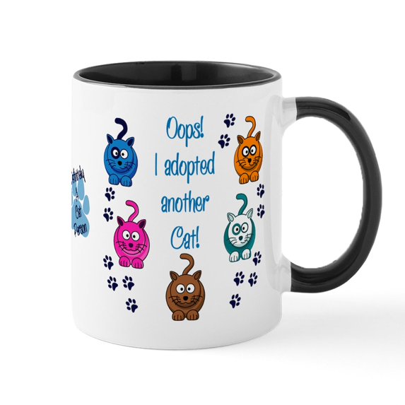 CafePress - Oops! I Adopted Another Cat! Mug - 11 oz Ceramic Mug - Novelty Coffee Tea Cup