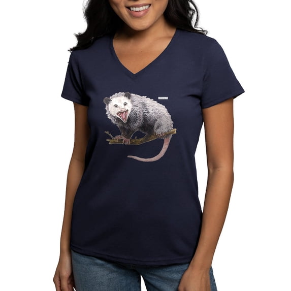 CafePress - Opossum Possum Animal Women's V Neck Dark T Shirt - Women's V-Neck Dark T-Shirt