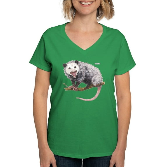 CafePress - Opossum Possum Animal Women's V Neck Dark T Shirt - Women's V-Neck Dark T-Shirt