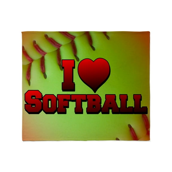 CafePress - Optic Yellow I Love Softball Throw Blanket - Soft Fleece Throw Blanket, 50"x60" for All Ages