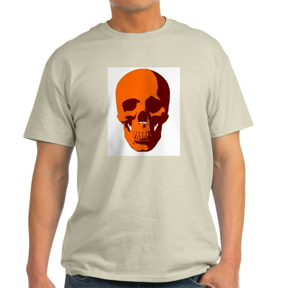 CafePress - Orange Skull Ash Grey T Shirt - Men's Classic Graphic T-Shirt