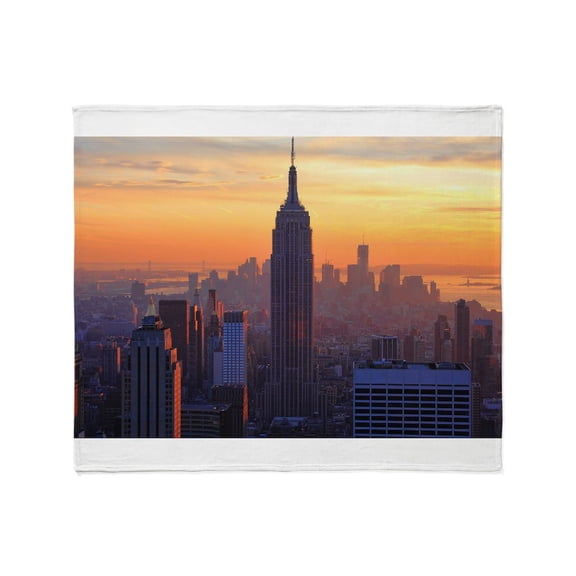 CafePress - Orange Sunset, Empire State Building, NYC Skyline - Soft Fleece Throw Blanket, 50"x60" for All Ages