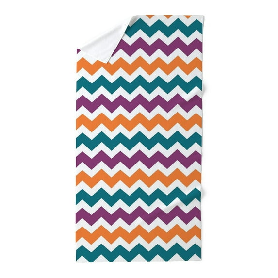 CafePress - Orange Teal Plum Chevron Pattern - Large Beach Towel, Soft 30"x60" Towel with Unique Design
