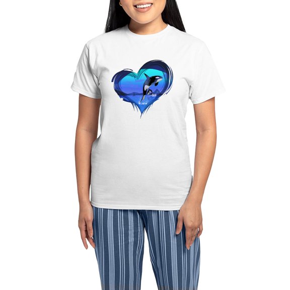 CafePress - Orca Women's Light Pajamas - Women's Short Sleeve Print T-Shirt and Pants Light Cotton Pajama Set