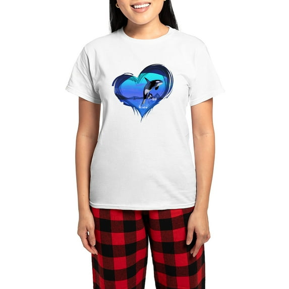 CafePress - Orca Women's Light Pajamas - Women's Short Sleeve Print T-Shirt and Pants Light Cotton Pajama Set