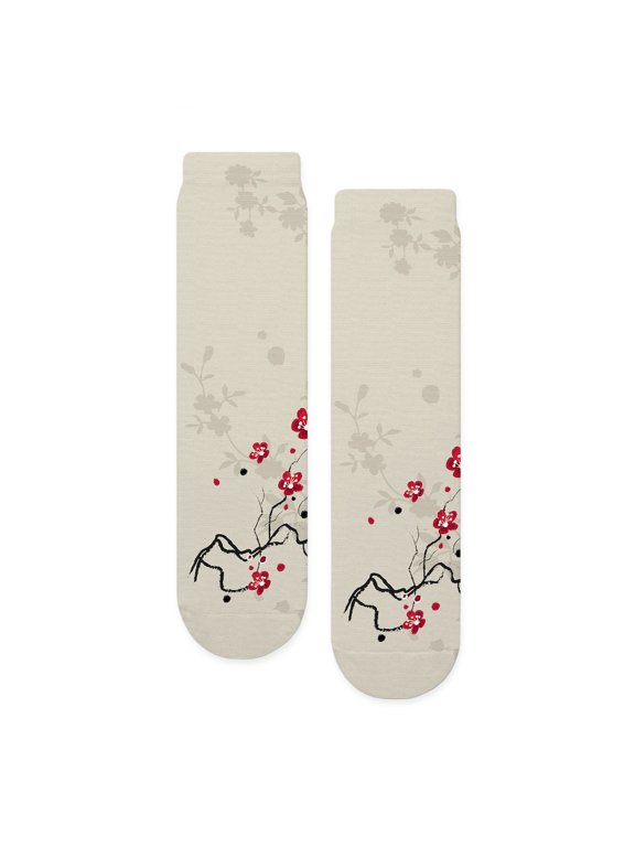 - Oriental Style Sakura Cherry Blossom Art - Unisex Novelty Printed Crew Adult Socks