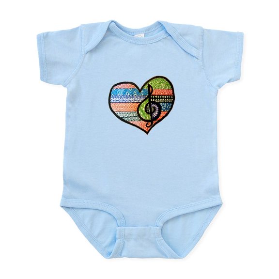 CafePress - Original Music Heart Treble Clef Art Body Suit - Baby Light Bodysuit, Size Newborn - 24 Months