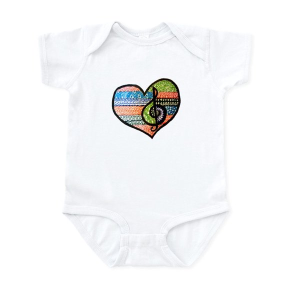 CafePress - Original Music Heart Treble Clef Art Body Suit - Baby Light Bodysuit, Size Newborn - 24 Months