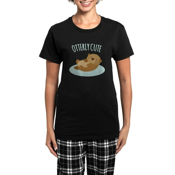 CafePress - Otterly Cute Pajamas - Women's Short Sleeve Print T-Shirt and Pants Dark Cotton Pajama Set