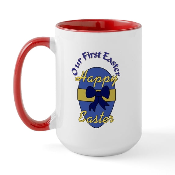 CafePress - Our First Easter Large Mug - 15 oz Ceramic Large White Novelty Mug