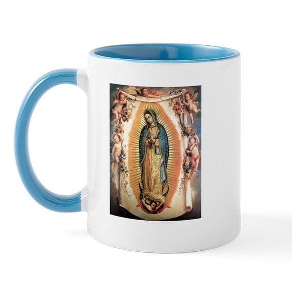CafePress - Our Lady Guadalupe With Angel Mug - 11 oz Ceramic Mug - Novelty Coffee Tea Cup