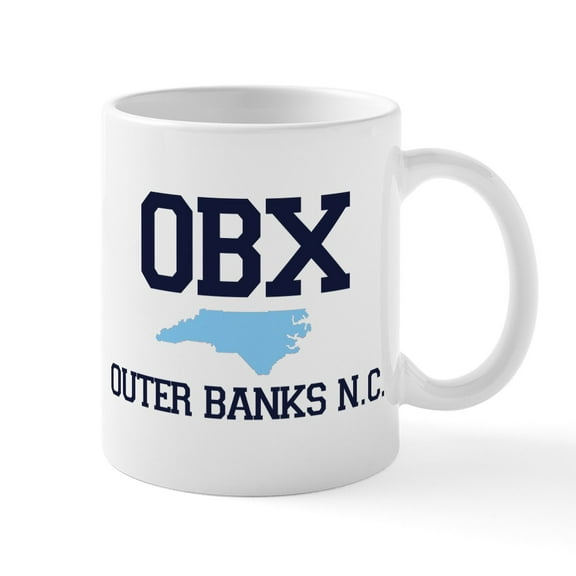 CafePress - Outer Banks NC Map Design Mug - 11 oz Ceramic Mug - Novelty Coffee Tea Cup